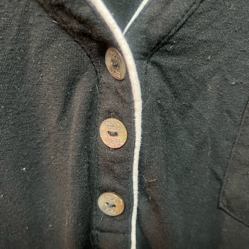 UGG. Black Long Sleeve Nightshirt with White Trim - Picture 4 of 4